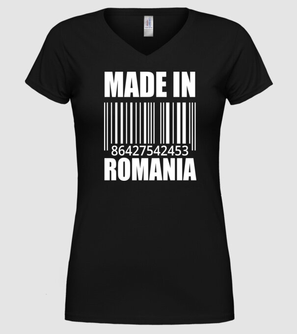 România made in model negru pe tricou