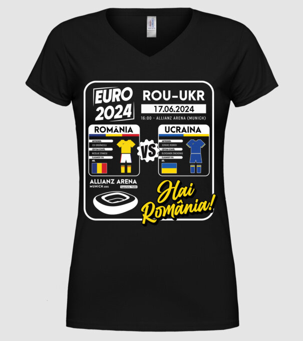 ROU-UKR euro 2024 calendar model negru pe tricou
