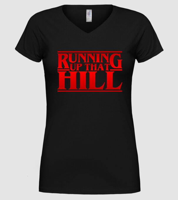 running up that hill model negru pe tricou