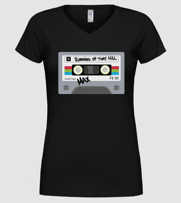 running up that hill casette model negru pe tricou