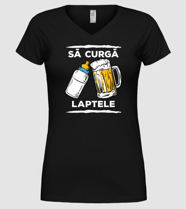 să curgă laptele! model negru pe tricou