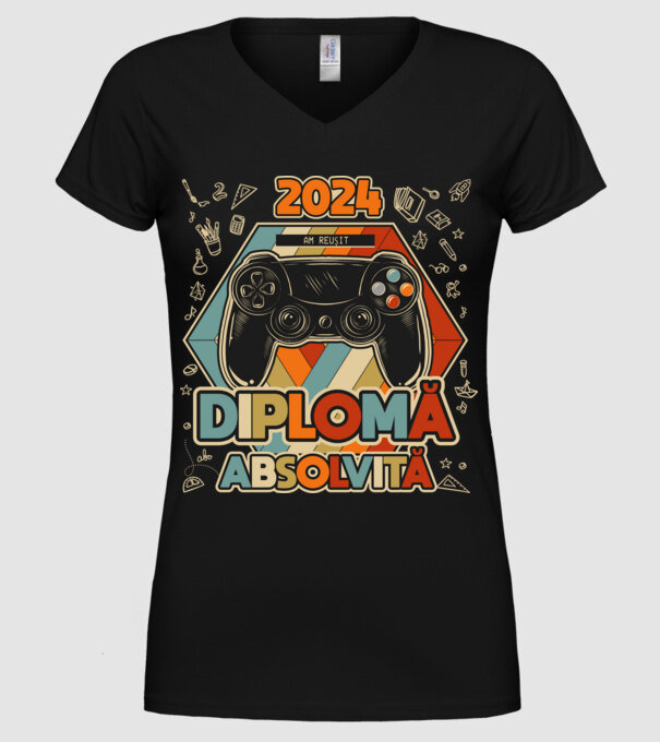 școala generală diplomă model negru pe tricou