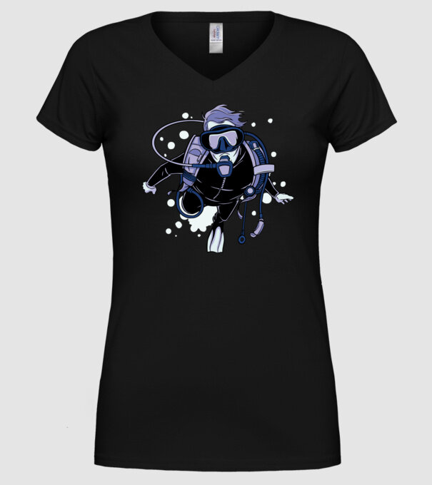Scuba driver model negru pe tricou