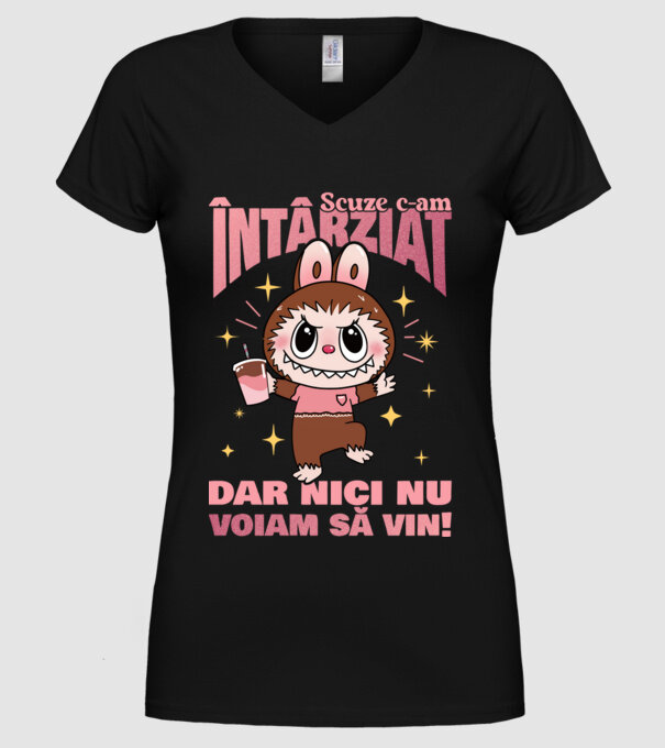 Scuze c-am întârziat model negru pe tricou