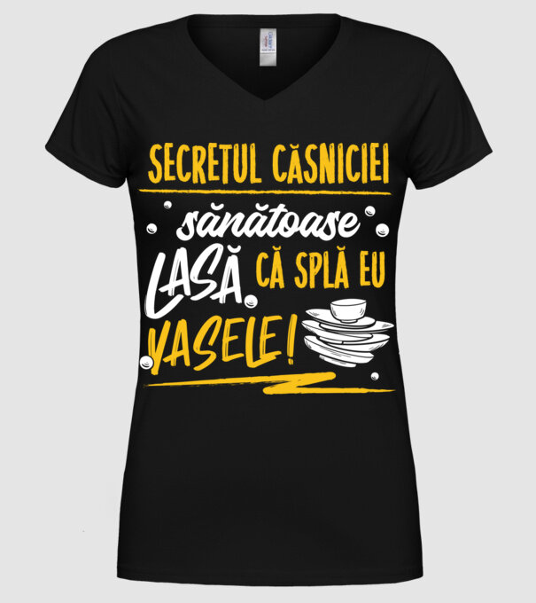 Secretul căsniciei sănătoase model negru pe tricou