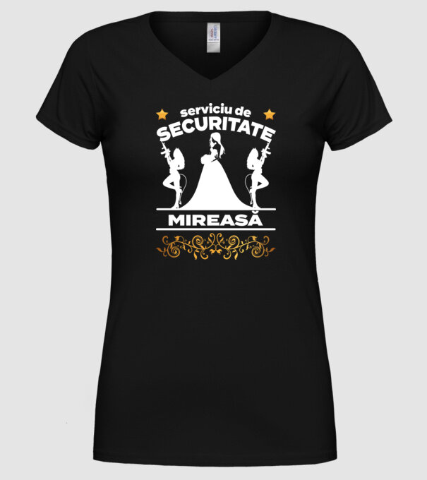 serviciu de securitate mireasă model negru pe tricou