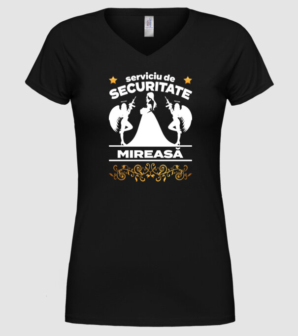 serviciu de securitate mireasă model negru pe tricou