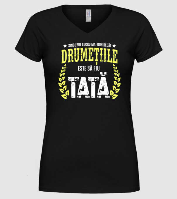 Singurul lucru mai bun decât drumețiile este să fiu tată model negru pe tricou
