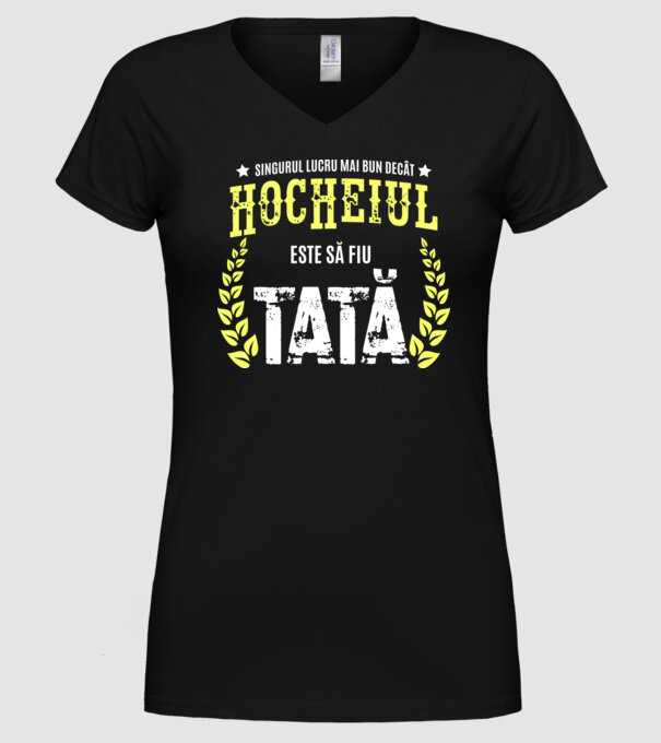 Singurul lucru mai bun decât hocheiul este să fiu tată model negru pe tricou