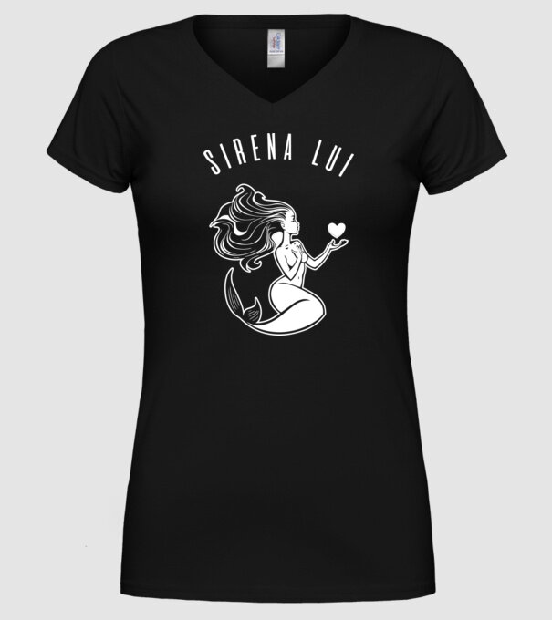 Sirena lui model negru pe tricou