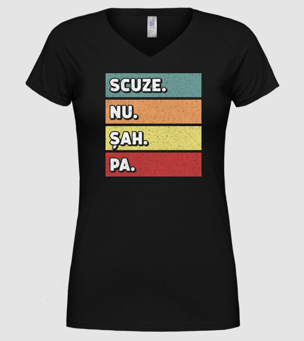 Sorry Cant Chess Bye model negru pe tricou