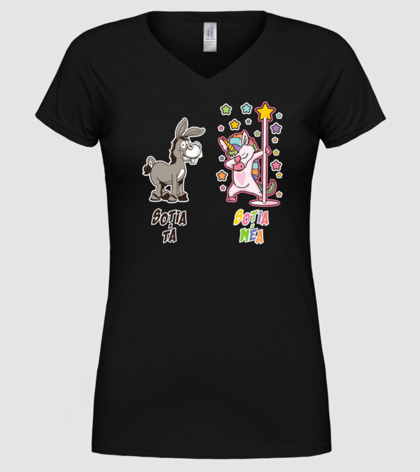 soția ta - soția mea model negru pe tricou