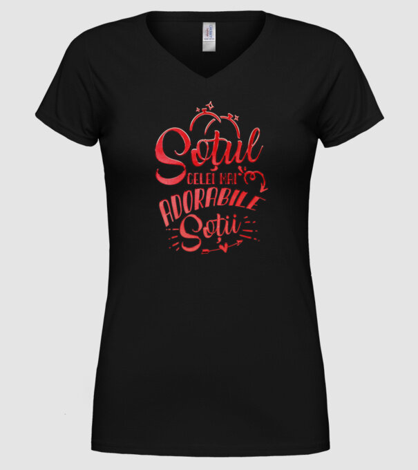 Soțul celei mai adorabile soții model negru pe tricou
