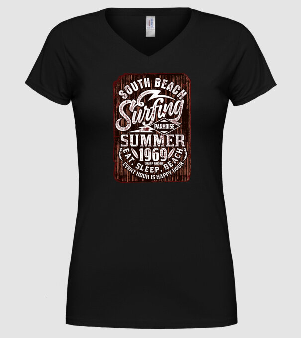 South Beach model negru pe tricou