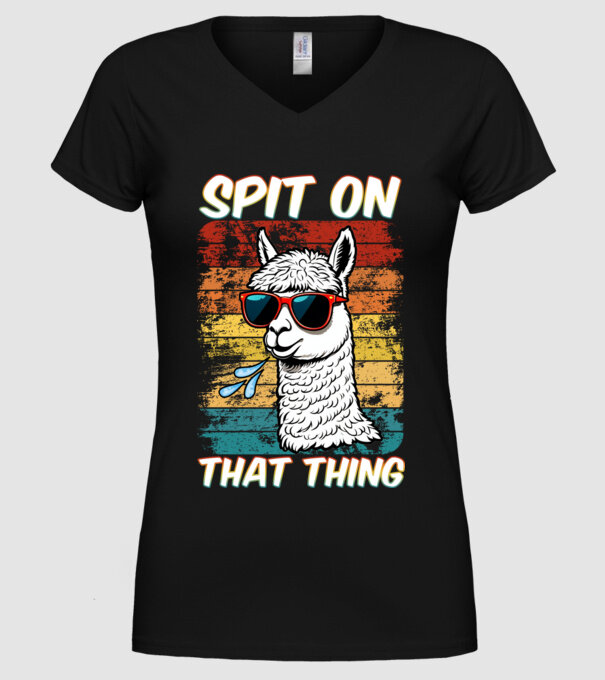 Spit on that thing llama rainbow Hawk Tuah model negru pe tricou