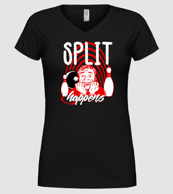 Split Happens model negru pe tricou