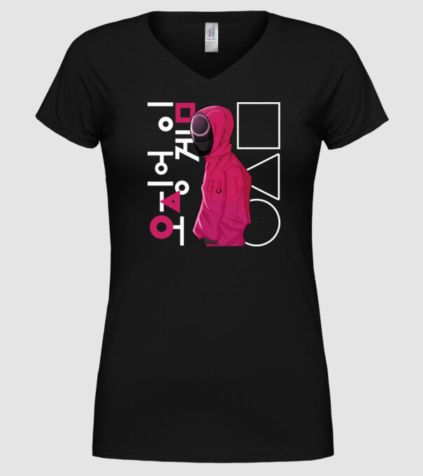 squd game guard model negru pe tricou