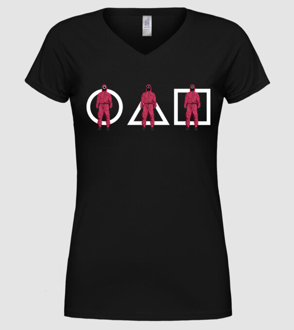 squid game characters model negru pe tricou