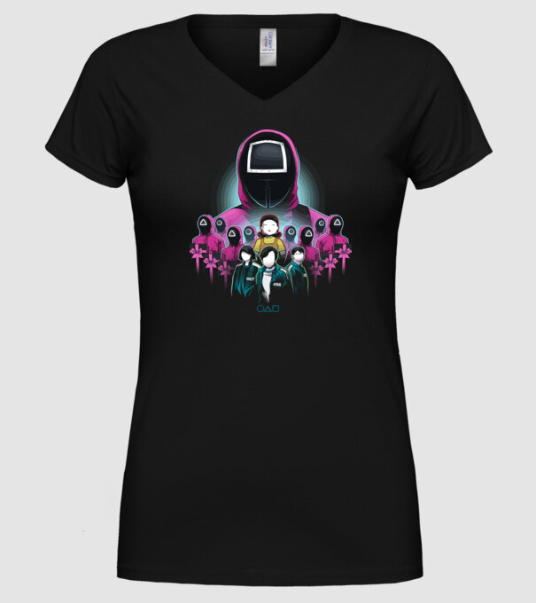 squid game crew model negru pe tricou