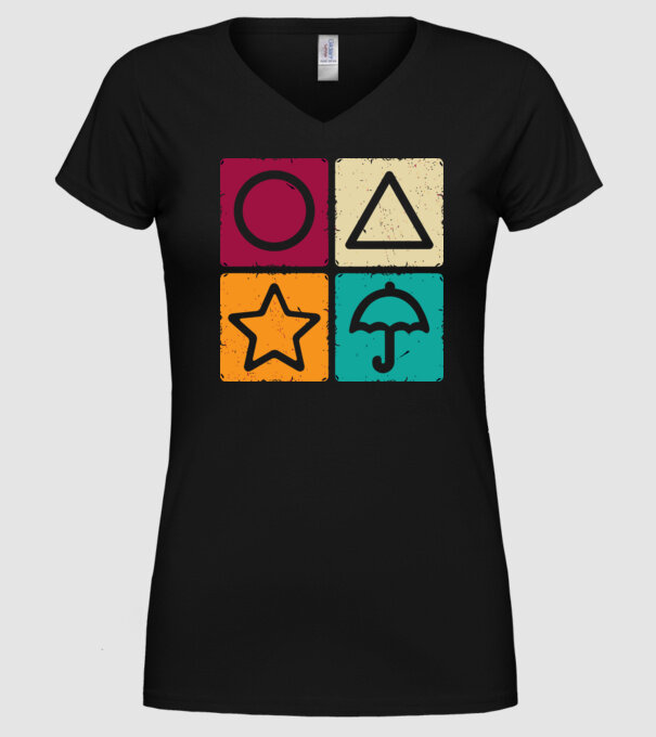 squid game motive game model negru pe tricou