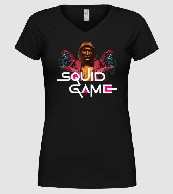 squid game poster model negru pe tricou