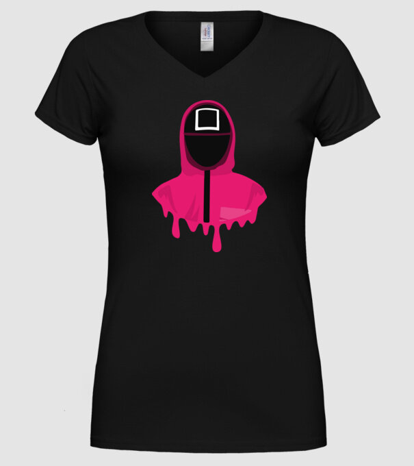 squid game square model negru pe tricou