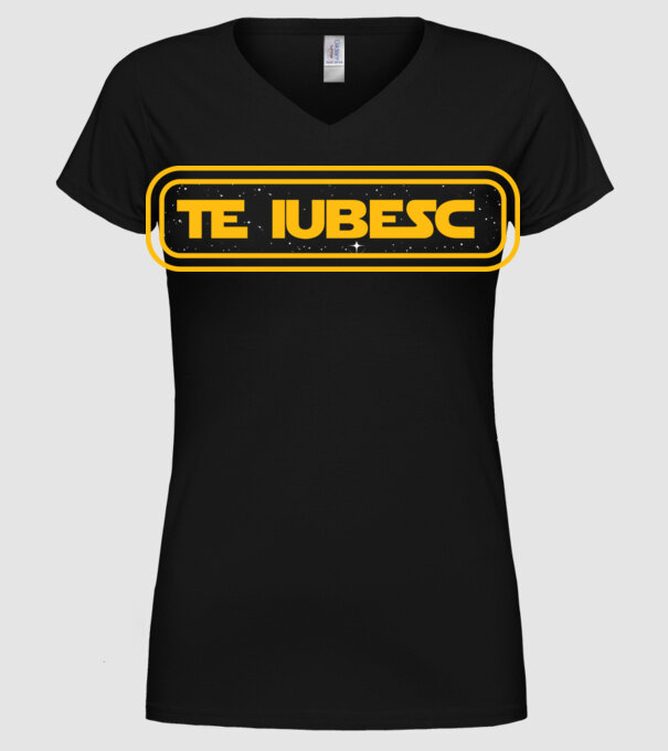 Starwars couple shirt model negru pe tricou