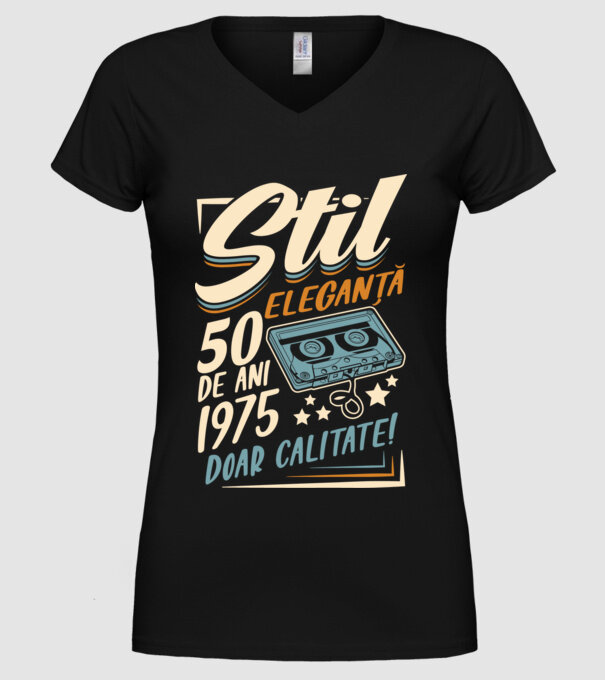 Stil eleganta 1975 model negru pe tricou