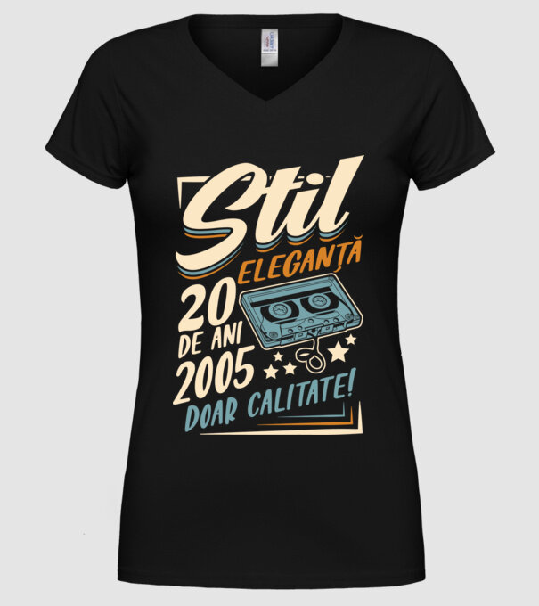 Stil eleganta 2005 model negru pe tricou