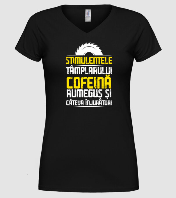 stimulentele tâmplarului: cofeină, rumeguș și câteva înjurături model negru pe tricou