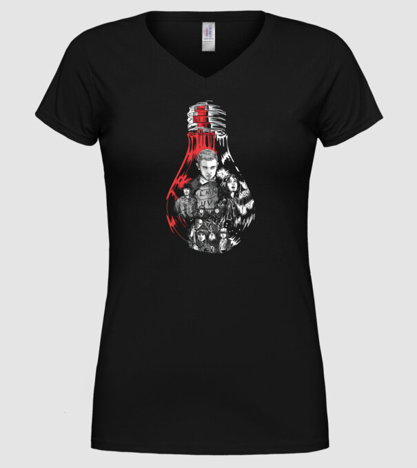 stranger things bulb model negru pe tricou