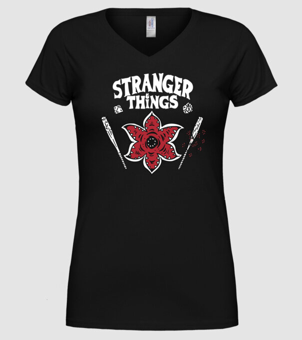 stranger things demogorgon head model negru pe tricou