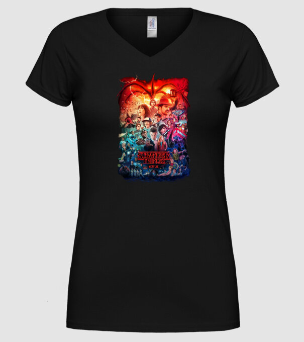 stranger things tribute poster2 model negru pe tricou
