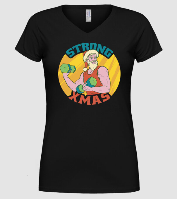 strong xmas model negru pe tricou