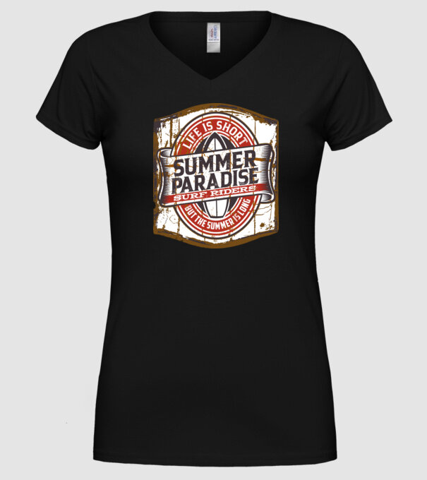 Summer Paradise model negru pe tricou