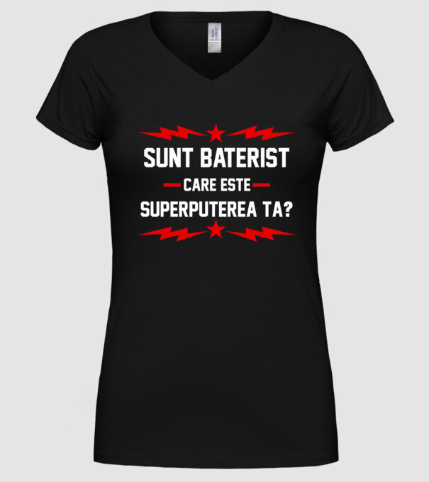 Sunt baterist, care este superputerea ta? model negru pe tricou