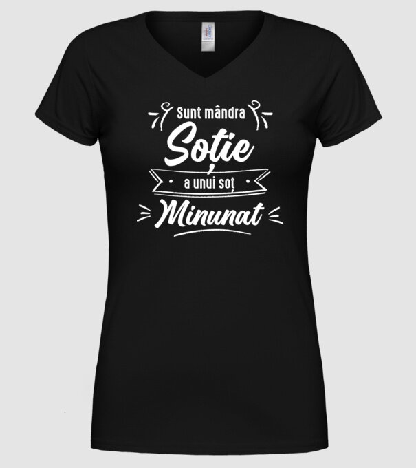 Sunt mândra soție a unui soț minunat model negru pe tricou