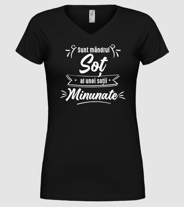 Sunt mândrul soț al unei soții minunate model negru pe tricou