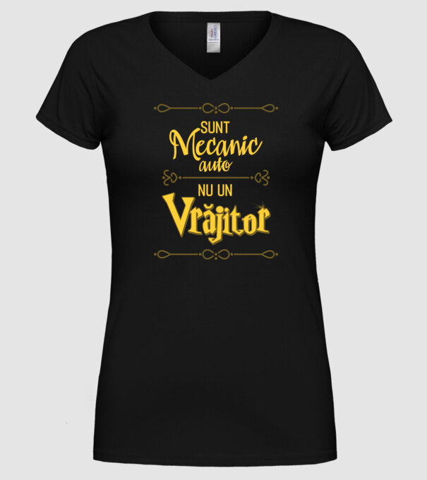 Sunt mecanic auto, nu un vrăjitor model negru pe tricou