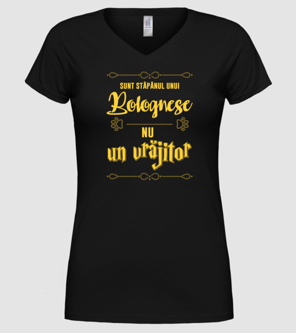 sunt stăpânul unui bolognese, nu un vrăjitor model negru pe tricou