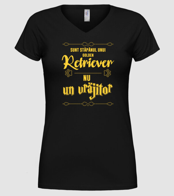 sunt stăpânul unui golden retviever, nu un vrăjitor model negru pe tricou