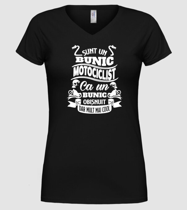 Sunt un bunic motociclist, ca un bunic obișnuit, dar mult mai cool model negru pe tricou