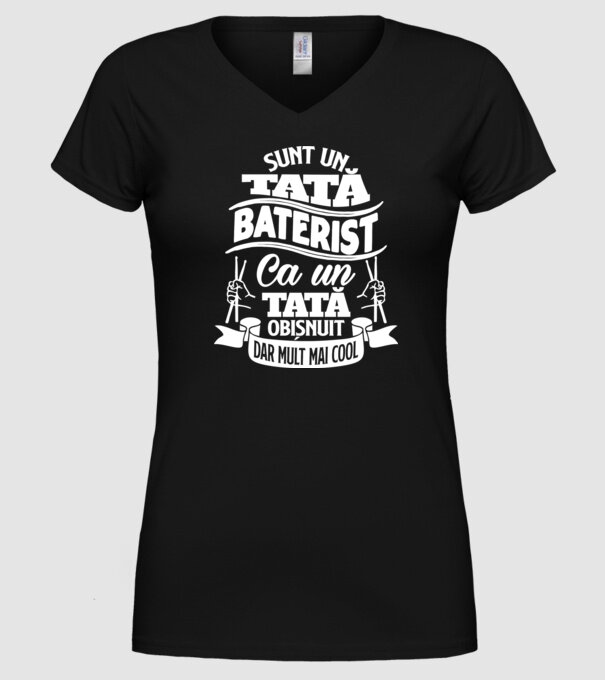 Sunt un tată baterist, ca un tată obișnuit, dar mult mai cool model negru pe tricou