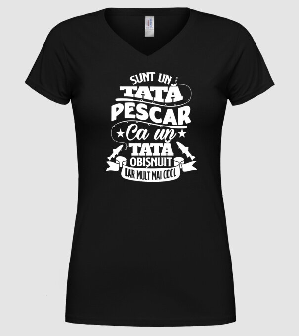 Sunt un tată pescar, ca un tată obișnuit, dar mult mai cool model negru pe tricou