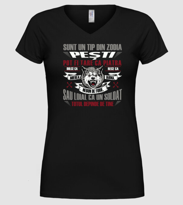 Sunt un tip din zodia Pești model negru pe tricou