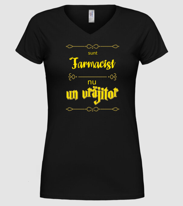 Sunt farmacist, nu un vrăjitor model negru pe tricou