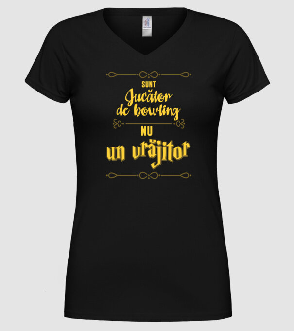 Sunt jucător de bowling, nu un magician model negru pe tricou