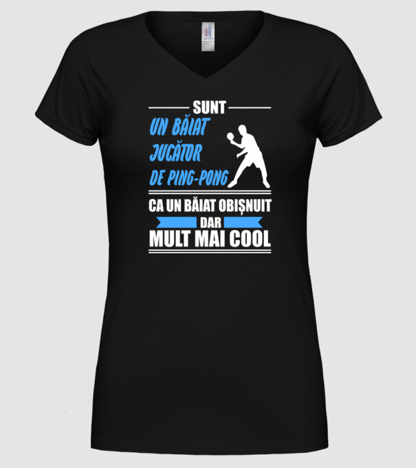 sunt un băiat jucător ping-pong, ca un băiat obișnuit, dar mult mai cool model negru pe tricou