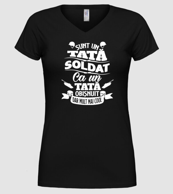 Sunt_un tată soldat model negru pe tricou