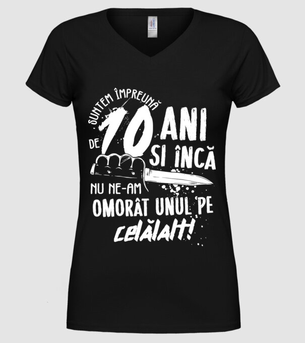Suntem împreună de 10 ani model negru pe tricou